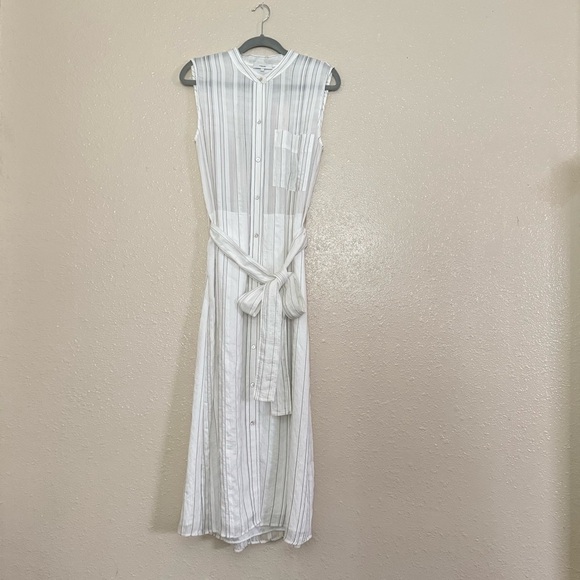 Vince Stripe Gauze Sleeveless Shirtdress - Picture 2 of 11